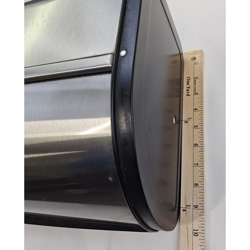 Brabantia Roll Top Bread Box Brushed Stainless Steel Black Kitchen Storage Bin